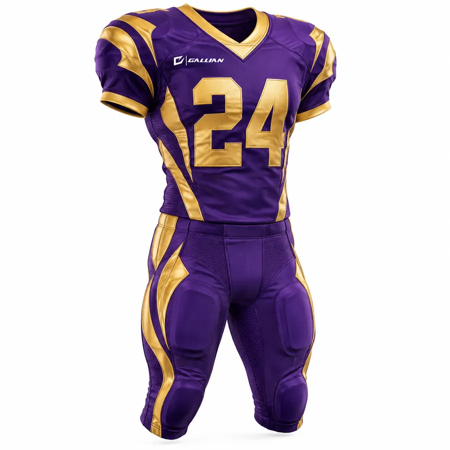 Custom sublimated football uniform in matching team colors for a flag and tackle program