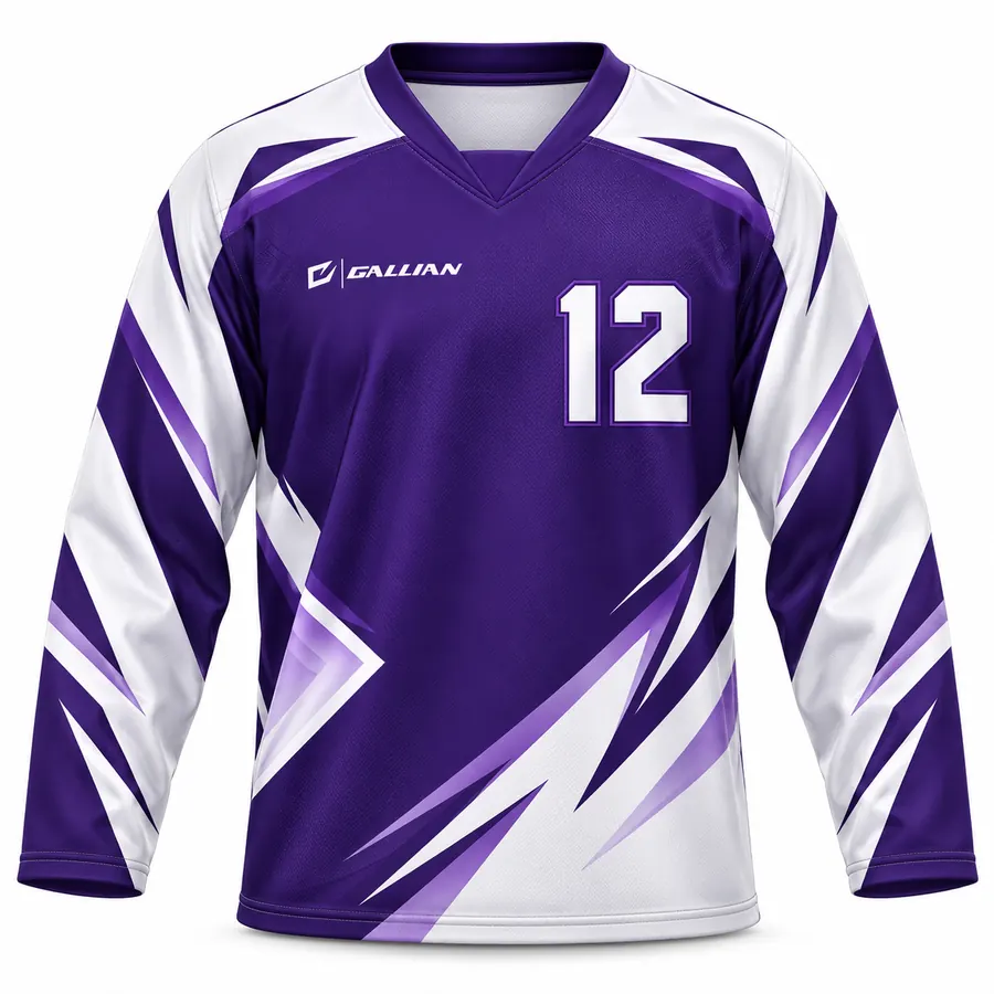 Phoenix purple and white ball hockey jersey with lavender-shaded slashes for dek hockey by Gallian Sports