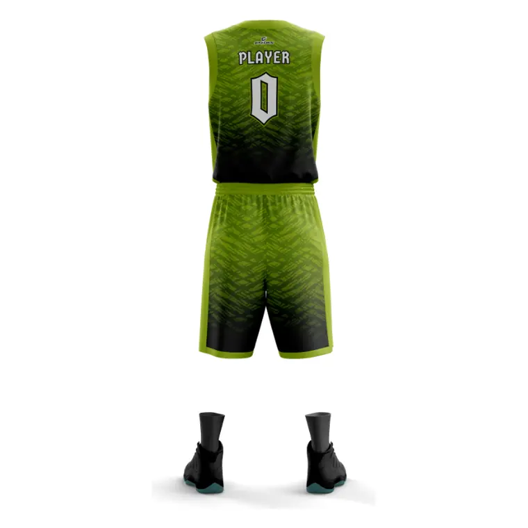 Sublimated Basketball Uniforms – design 5 in black, custom basketball apparel by Gallian Sports