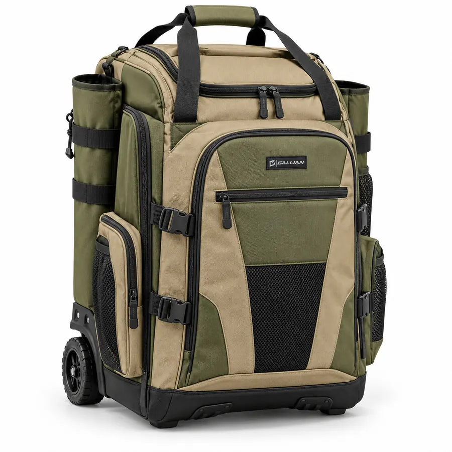 Basepath Wheeled Bat Backpack – Olive Green & Khaki – Gallian Sports