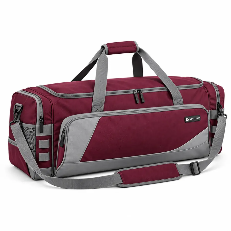 Doubleheader Bat Duffle Bag – Maroon & Grey – Gallian Sports