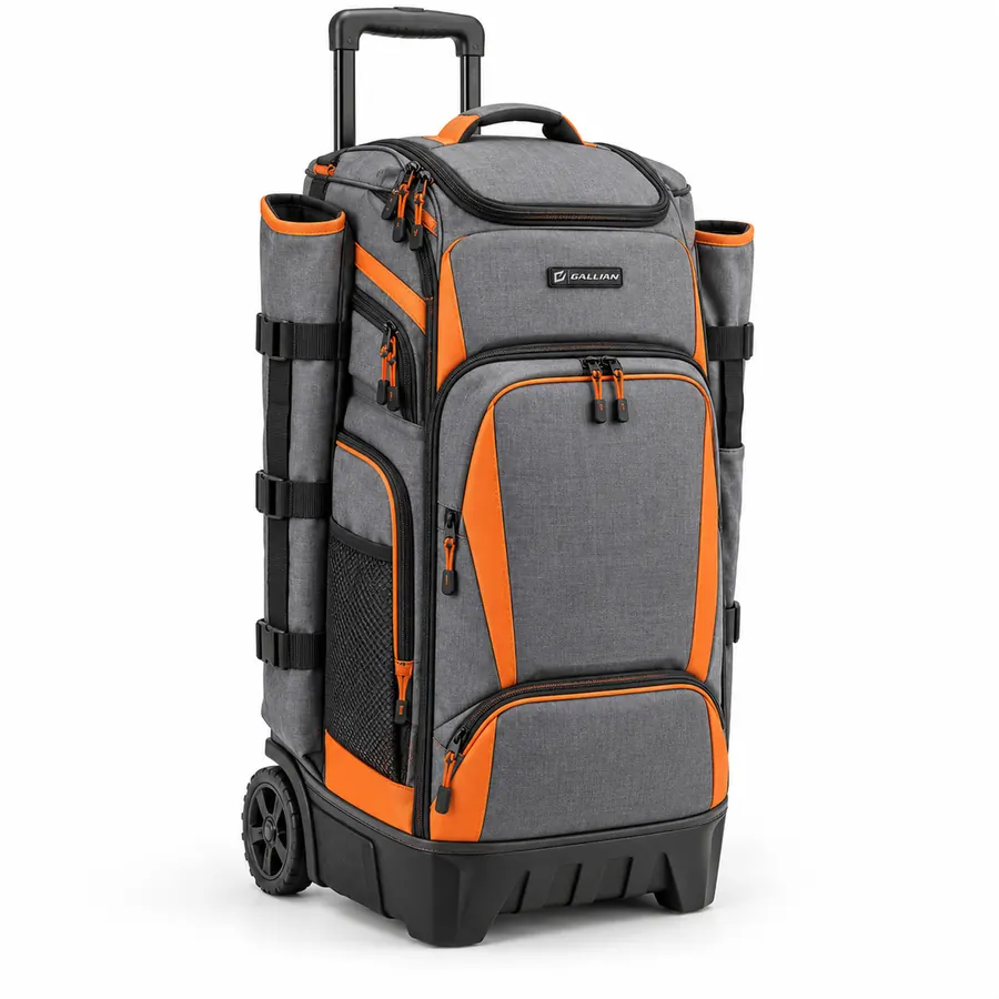 Extra Innings Rolling Bat Backpack – Heather Grey & Orange – Gallian Sports