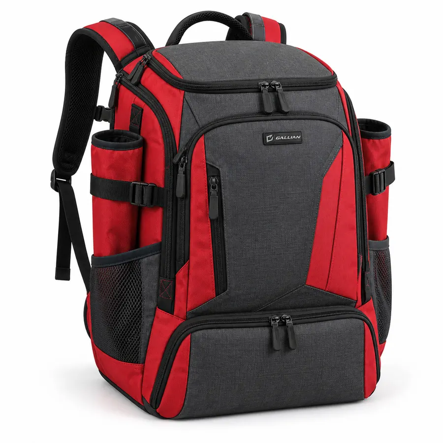 Redline Baseball Bat Backpack – Charcoal Grey & Red – Gallian Sports