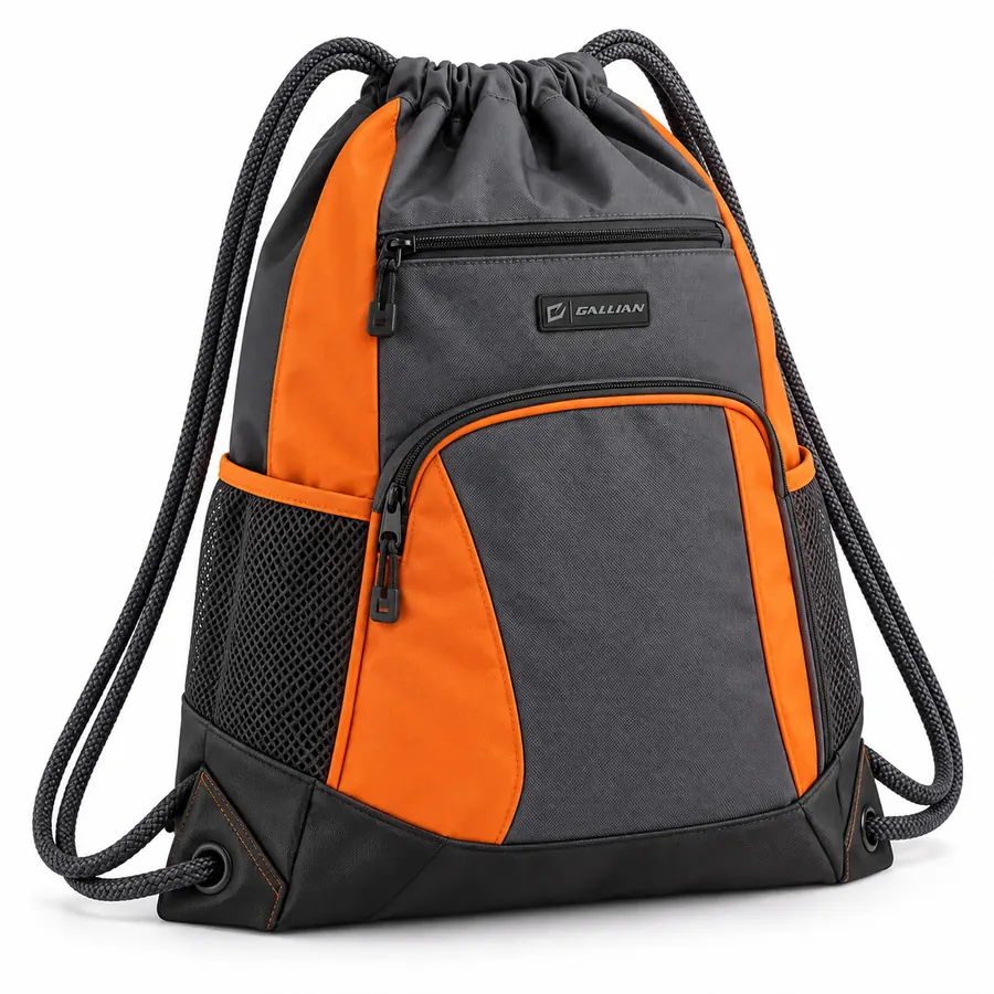 Ember Basketball Drawstring Bag – Charcoal & Orange – Gallian Sports