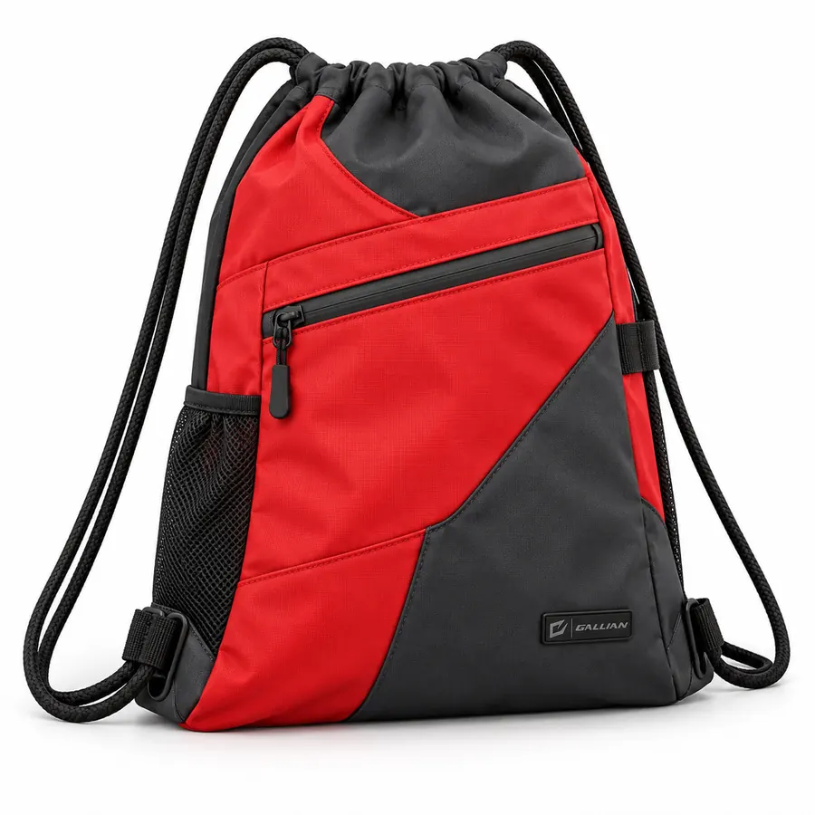Firebreak Soccer Drawstring Bag – Red & Charcoal – Gallian Sports