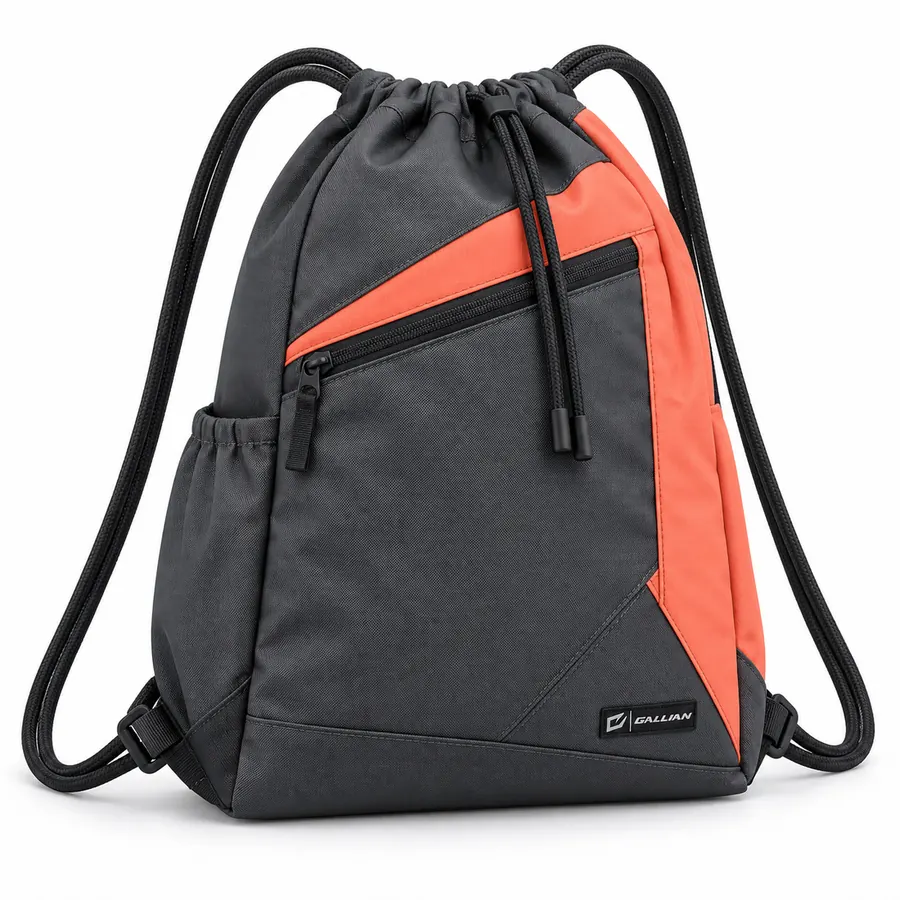 Flashpoint Lacrosse Drawstring Bag – Charcoal & Coral – Gallian Sports