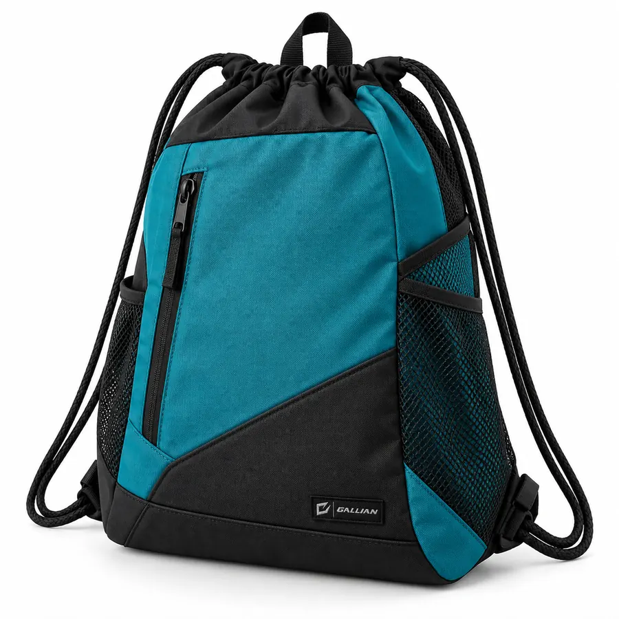 Tidewater Water Polo Drawstring Bag – Teal & Black – Gallian Sports