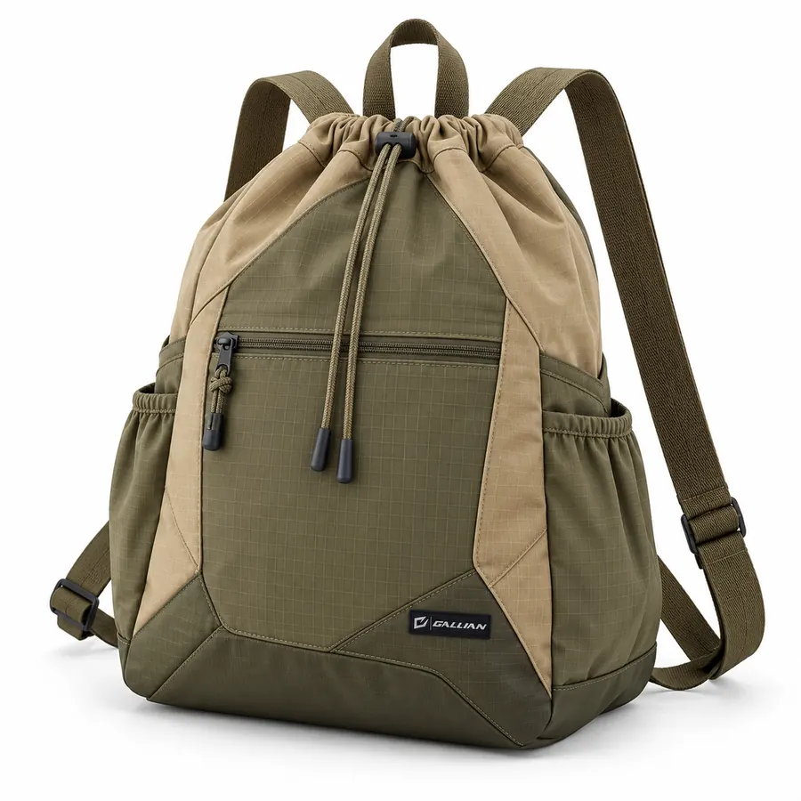 Trailhead Drawstring Backpack – Olive & Khaki – Gallian Sports