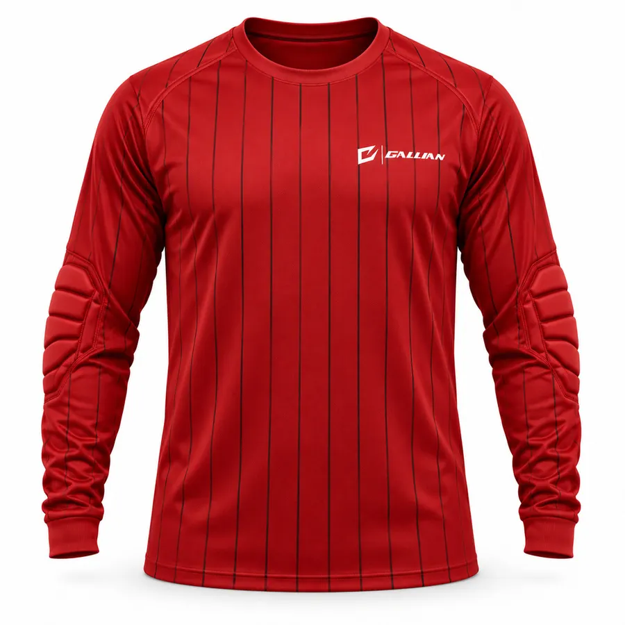 Custom Goalkeeper Jerseys with Padded Elbows – Red Pinstripe – Gallian Sports