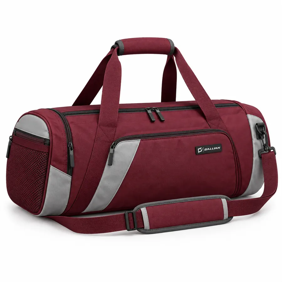 Barrel Crest Maroon Holdall – Maroon & Silver Gray – Gallian Sports