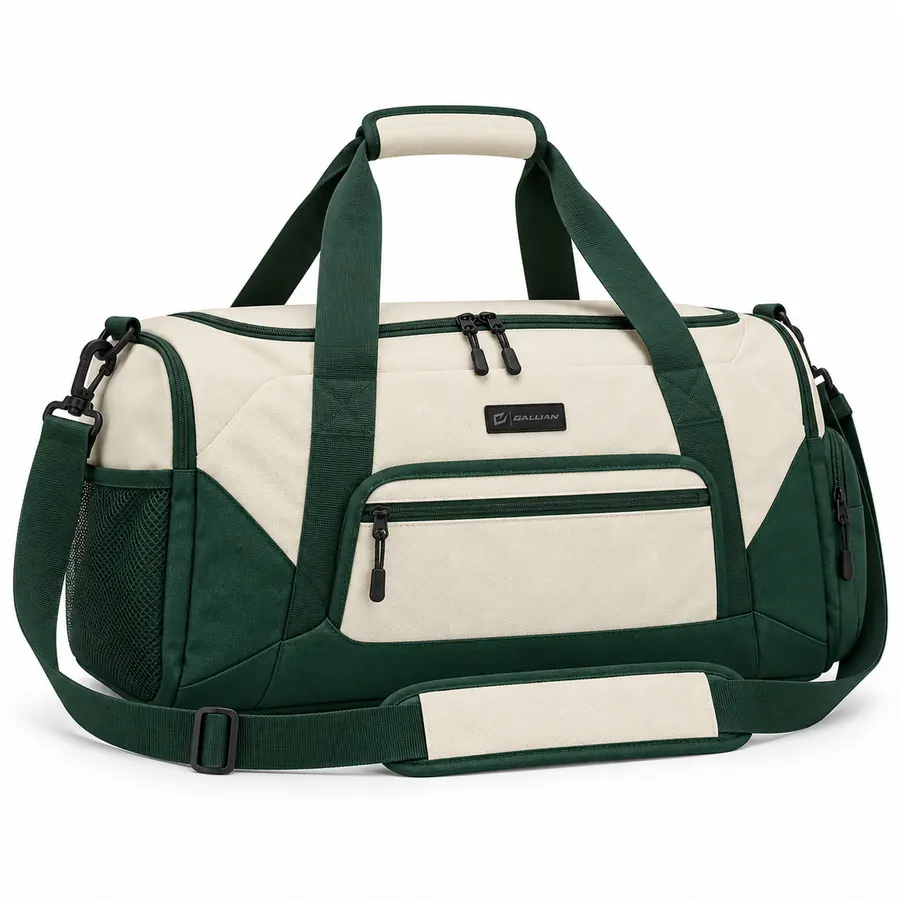 Clubhouse Cream Gym Duffle – Cream & Forest Green – Gallian Sports