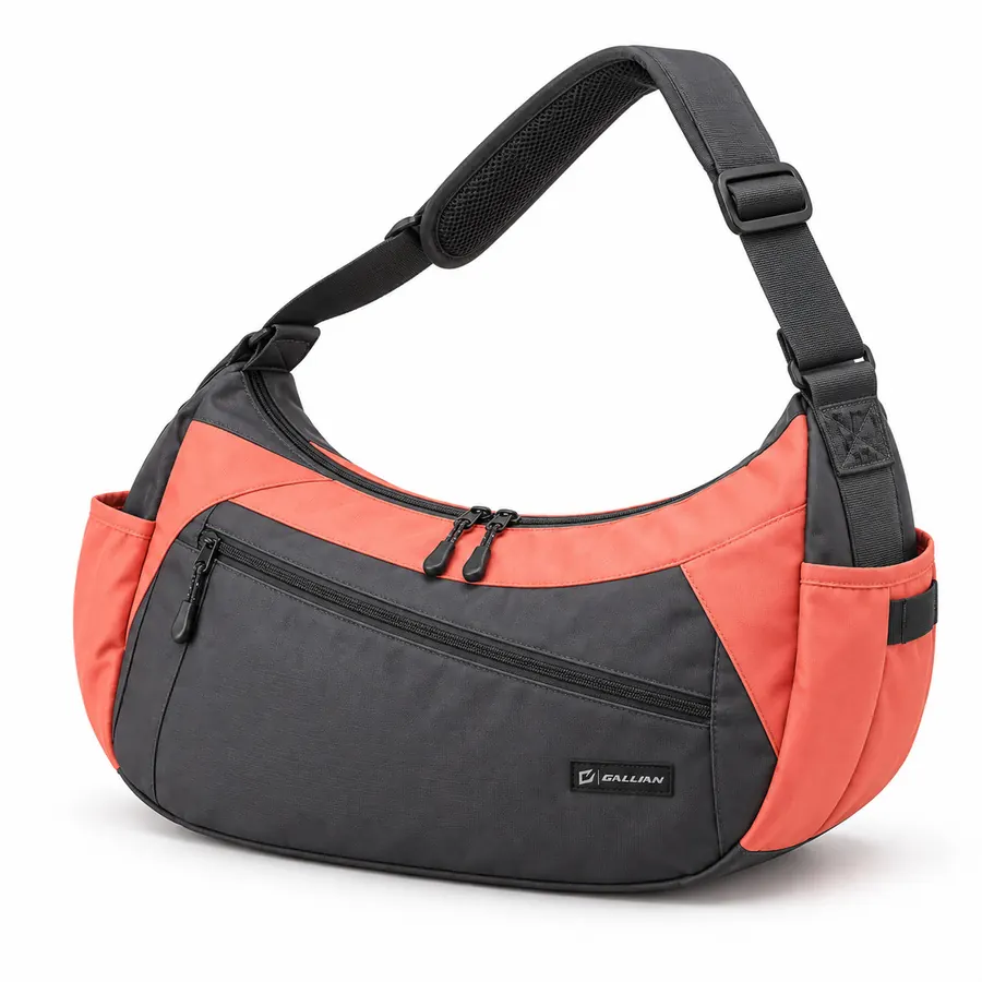 Crescent Coral Sling Gym Bag – Charcoal & Coral – Gallian Sports