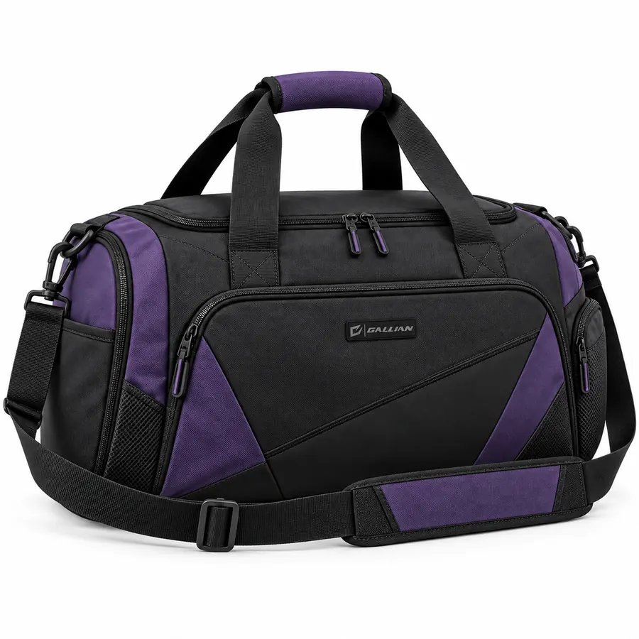 Nightshade Violet Compact Holdall – Black & Violet – Gallian Sports