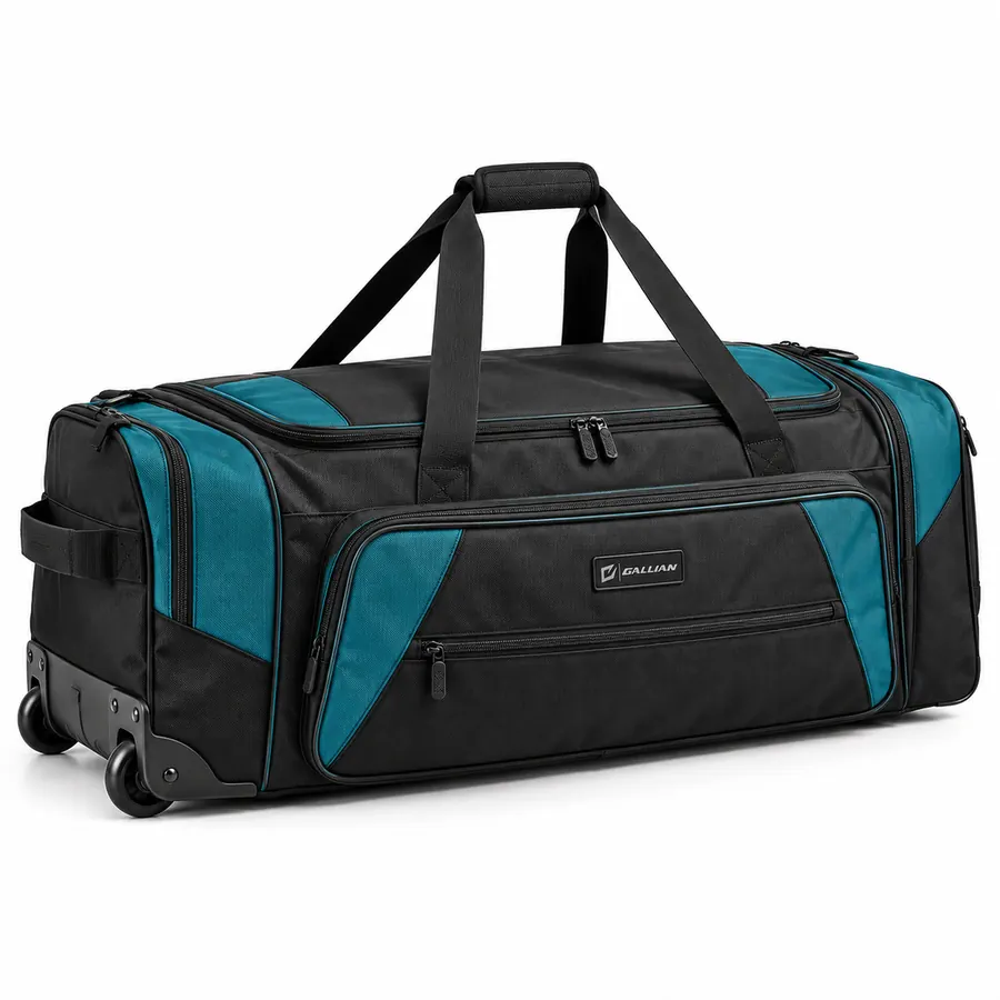 Riptide Wheeled Hockey Bag – Black & Teal – Gallian Sports