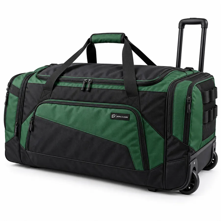 Timberline Rolling Hockey Bag – Black & Forest Green – Gallian Sports