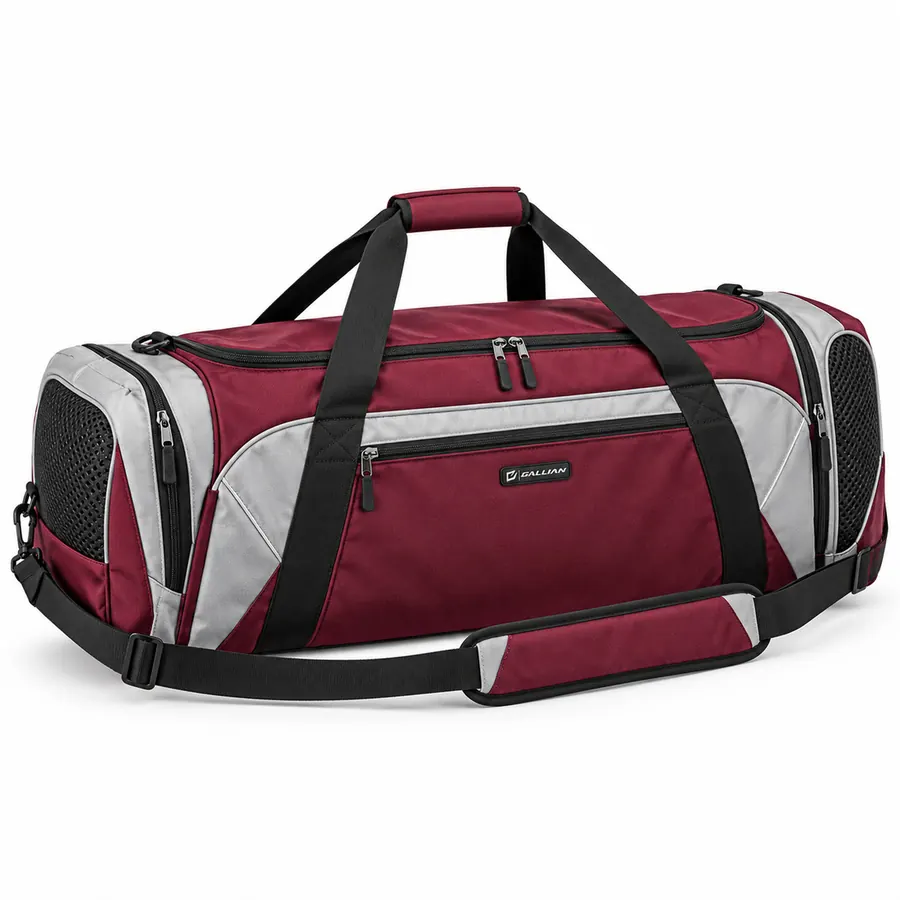 Clubhouse Lacrosse Duffle – Maroon & Light Gray – Gallian Sports
