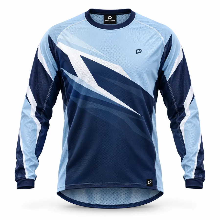 Arctic Cyan Trail MX Jersey – Sky Blue, Navy & White – Gallian Sports