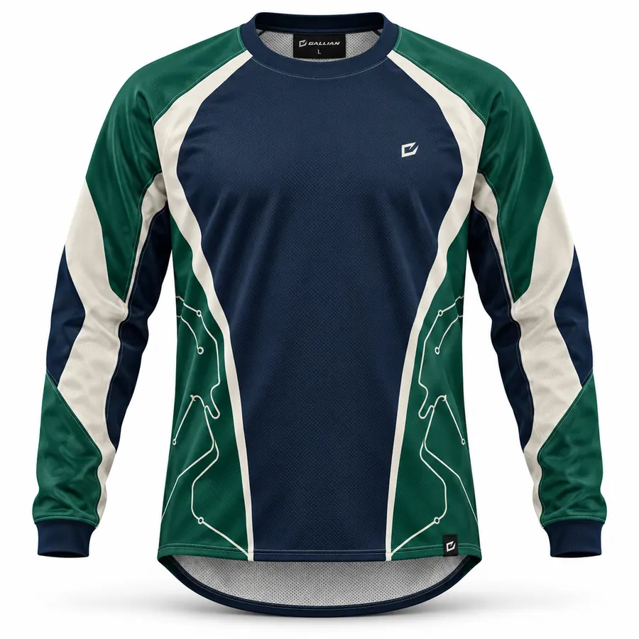 Emerald Circuit Moto Jersey – Navy, Emerald Green & Cream – Gallian Sports