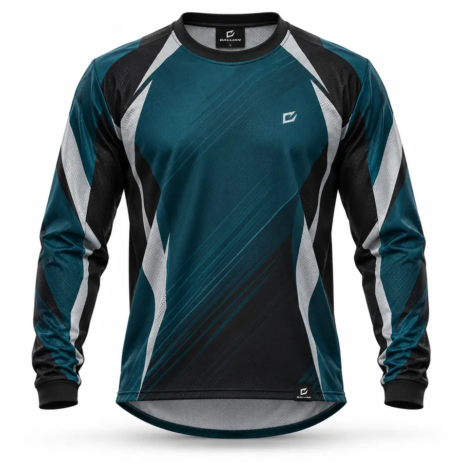 Teal Apex BMX Race Jersey – Deep Teal, Silver & Black – Gallian Sports