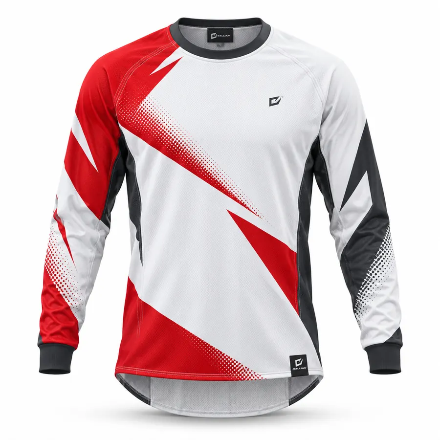 White Redline Supercross Jersey – White, Red & Charcoal – Gallian Sports