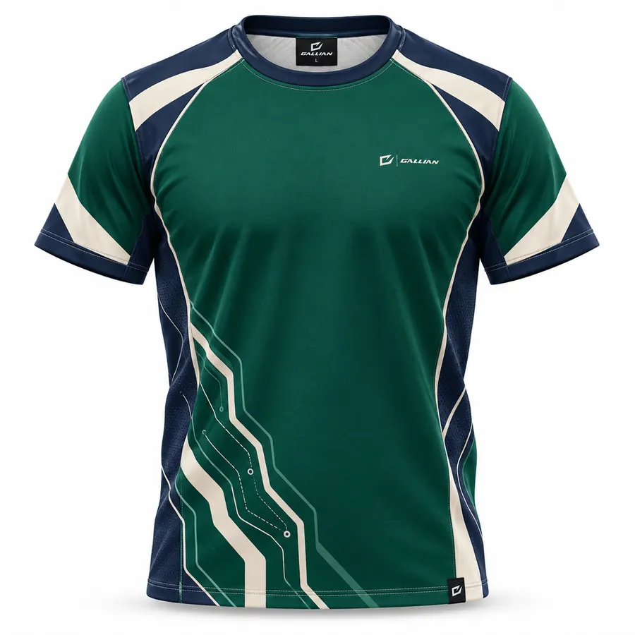 Emerald Circuit Racing Crew Tee – Emerald Green, Navy & Cream – Gallian Sports