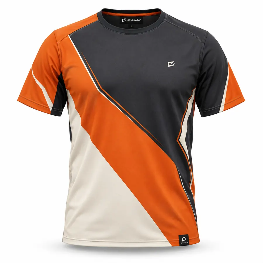 Magma Flow Racing Crew Neck Tee – Charcoal, Orange & Cream – Gallian Sports