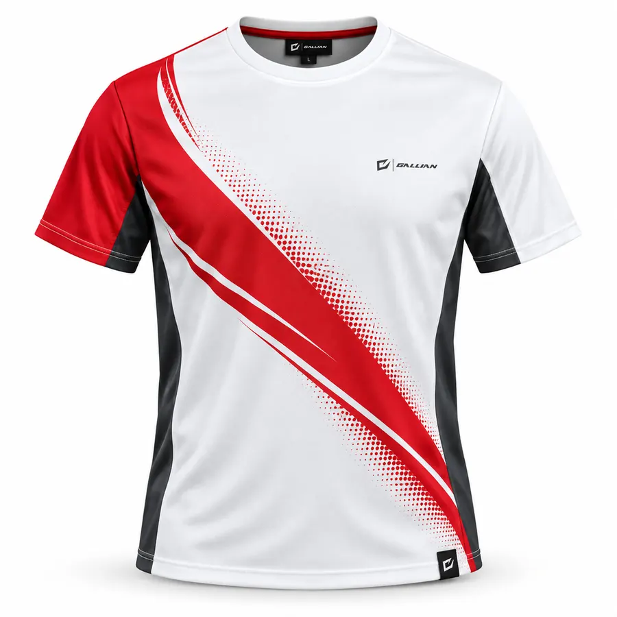 White Redline Track Day Crew Tee – White, Red & Charcoal – Gallian Sports