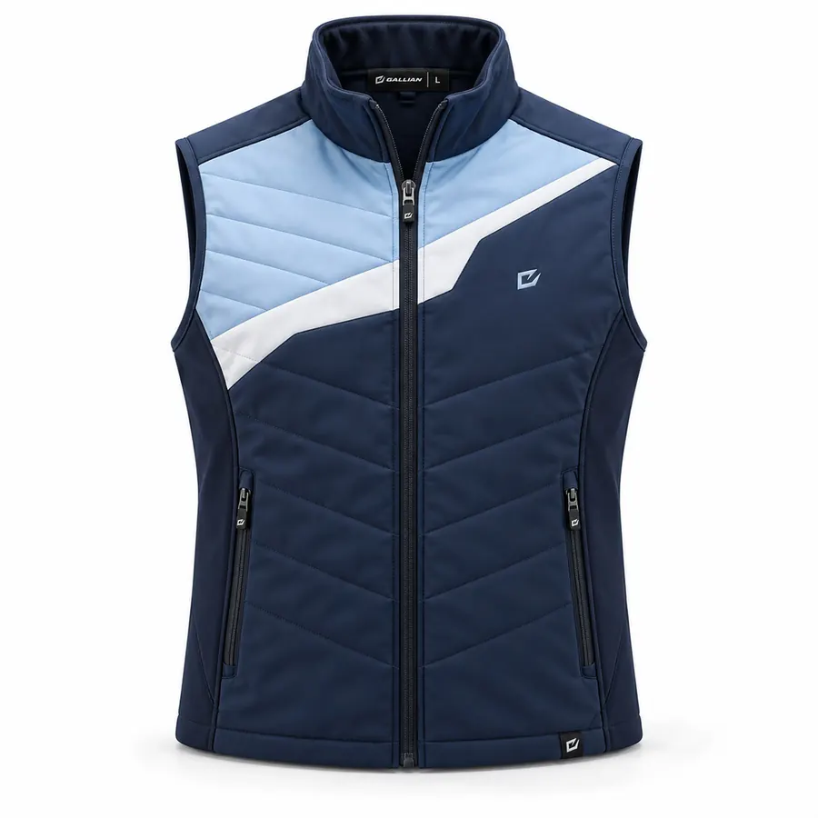 Arctic Cyan Quilted Gilet – Navy, Ice Blue & White – Gallian Sports