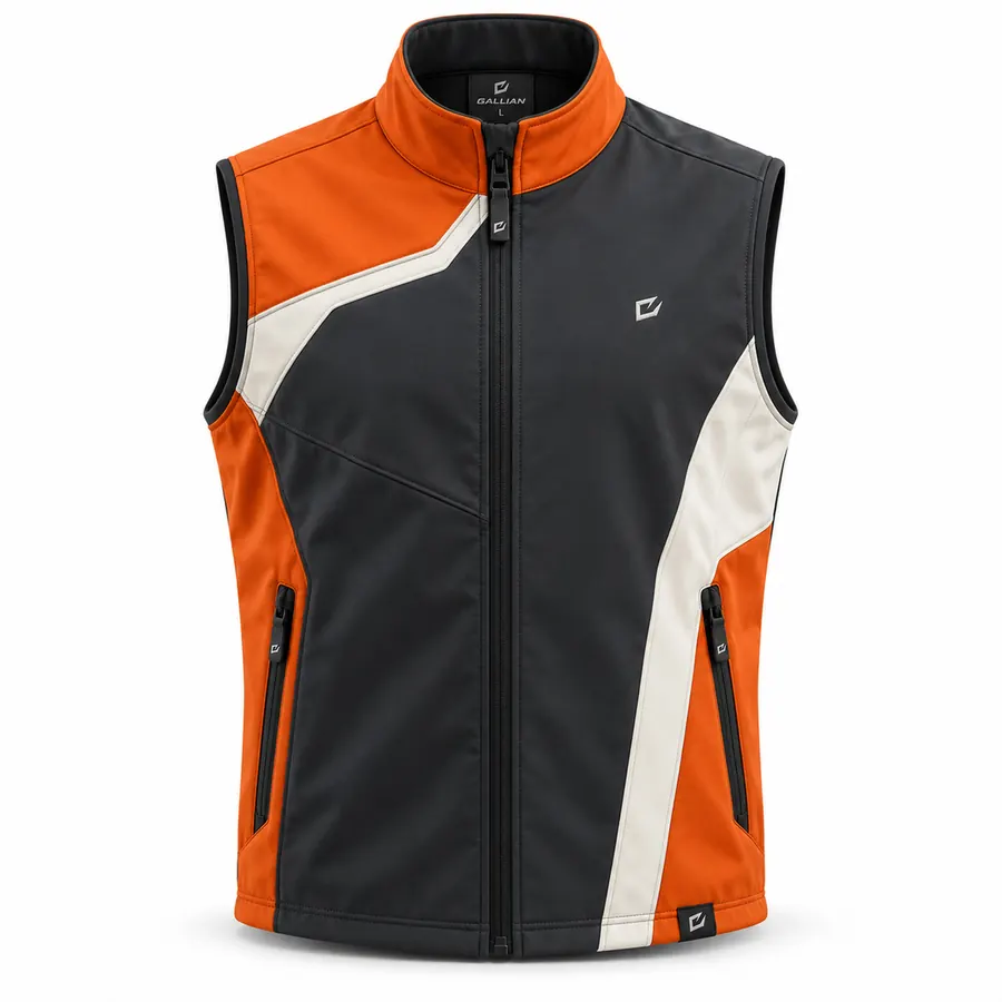 Magma Flow Softshell Gilet – Charcoal, Orange & Off-White – Gallian Sports