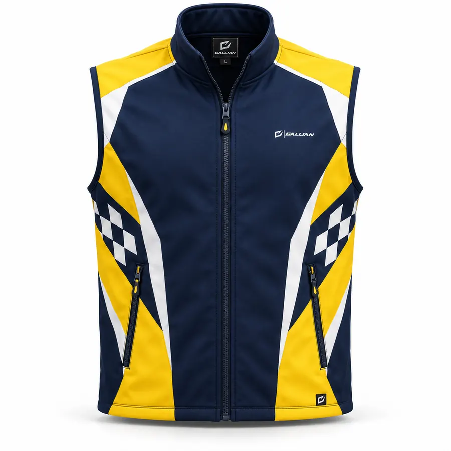Solar Navy Checkered Gilet – Navy, Yellow & White – Gallian Sports