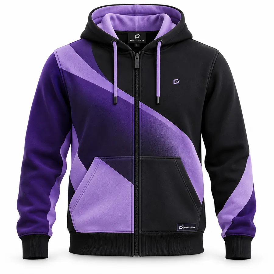Lavender Night Snocross Zip Hoodie – Black, Violet & Lavender – Gallian Sports