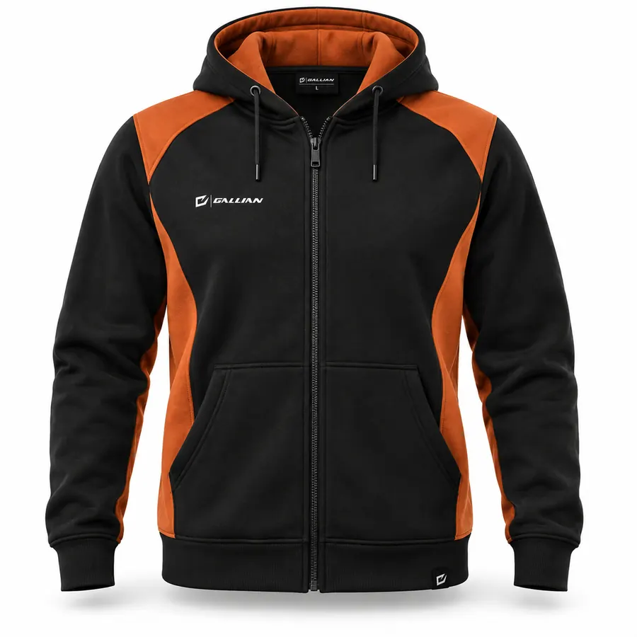 Orange Paddock Zip MX Hoodie – Black & Burnt Orange – Gallian Sports