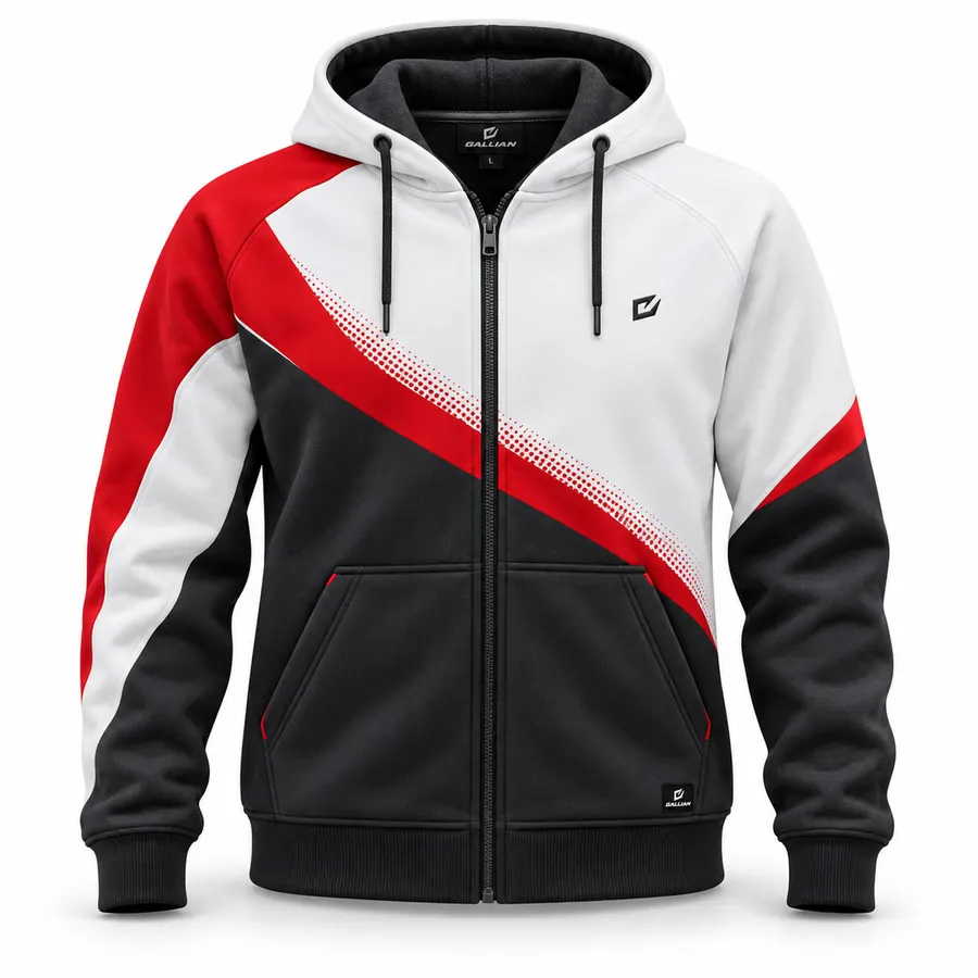 White Redline Pit Crew Zip Hoodie – White, Red & Black – Gallian Sports