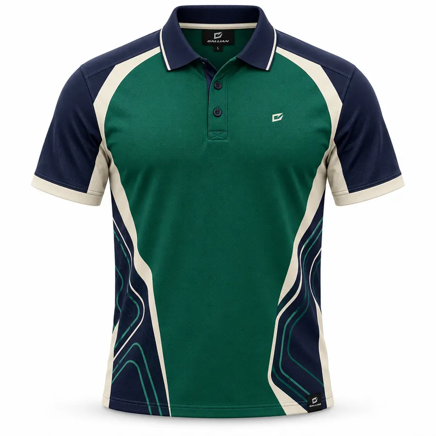 Emerald Circuit Vintage Racing Polo – Emerald Green, Navy & Cream – Gallian Sports