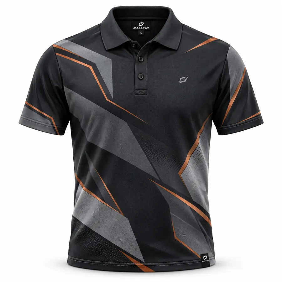 Graphite Copper Moto Racing Polo – Graphite, Grey & Copper – Gallian Sports