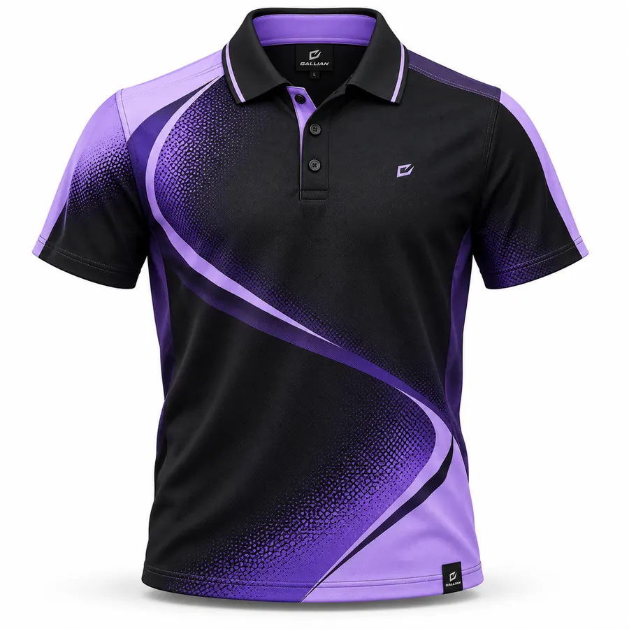 Lavender Night Drift Team Polo – Black, Lavender & Violet – Gallian Sports
