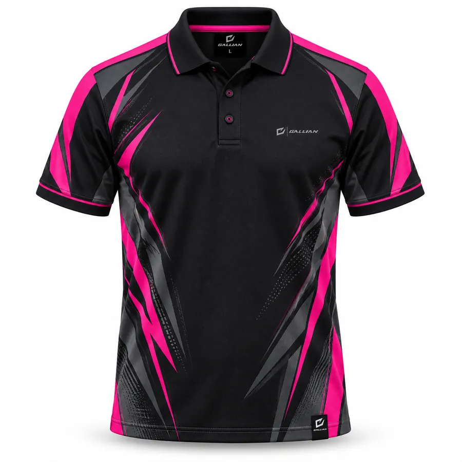 Magenta Pulse Racing Polo – Black, Magenta & Grey – Gallian Sports