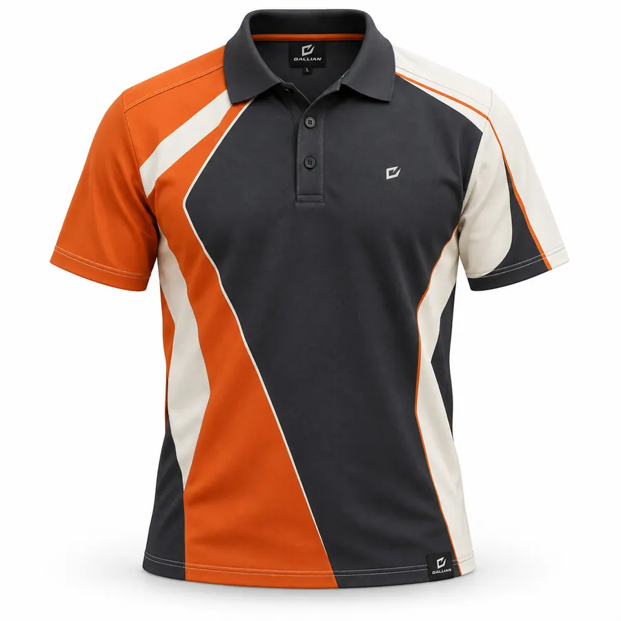 Magma Flow Karting Polo – Charcoal, Orange & Cream – Gallian Sports