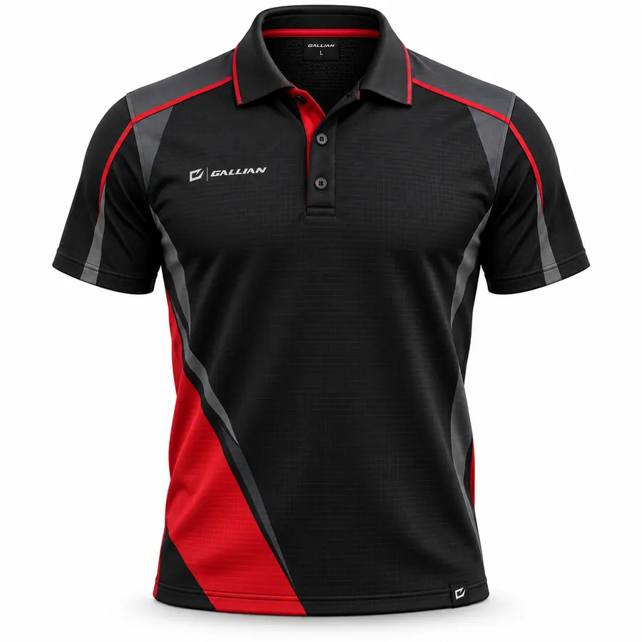 Redline Drag Racing Polo – Black, Red & Grey – Gallian Sports