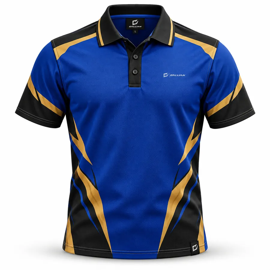 Royal Gold Dealership Racing Polo – Royal Blue, Black & Gold – Gallian Sports