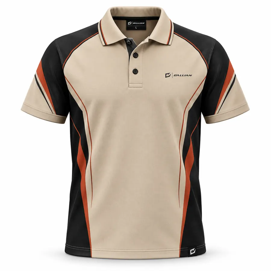 Sand Speed Off-Road Racing Polo – Sand, Black & Rust Orange – Gallian Sports