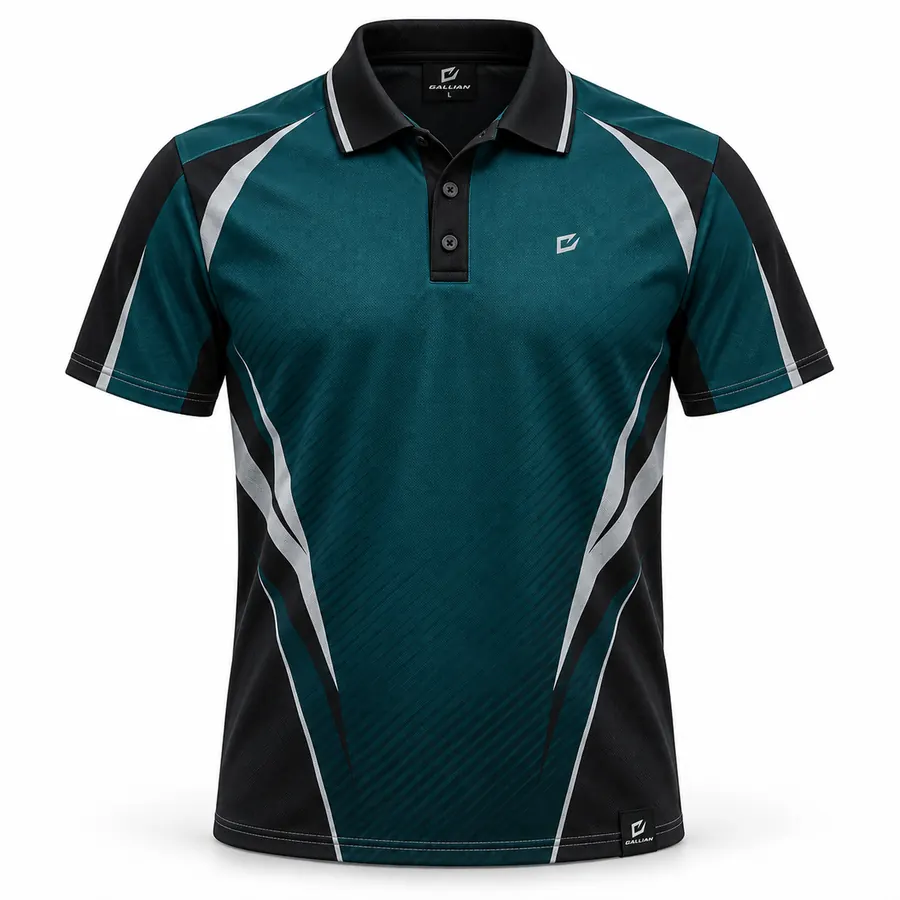 Teal Apex Sim Racing Polo – Deep Teal, Black & White – Gallian Sports