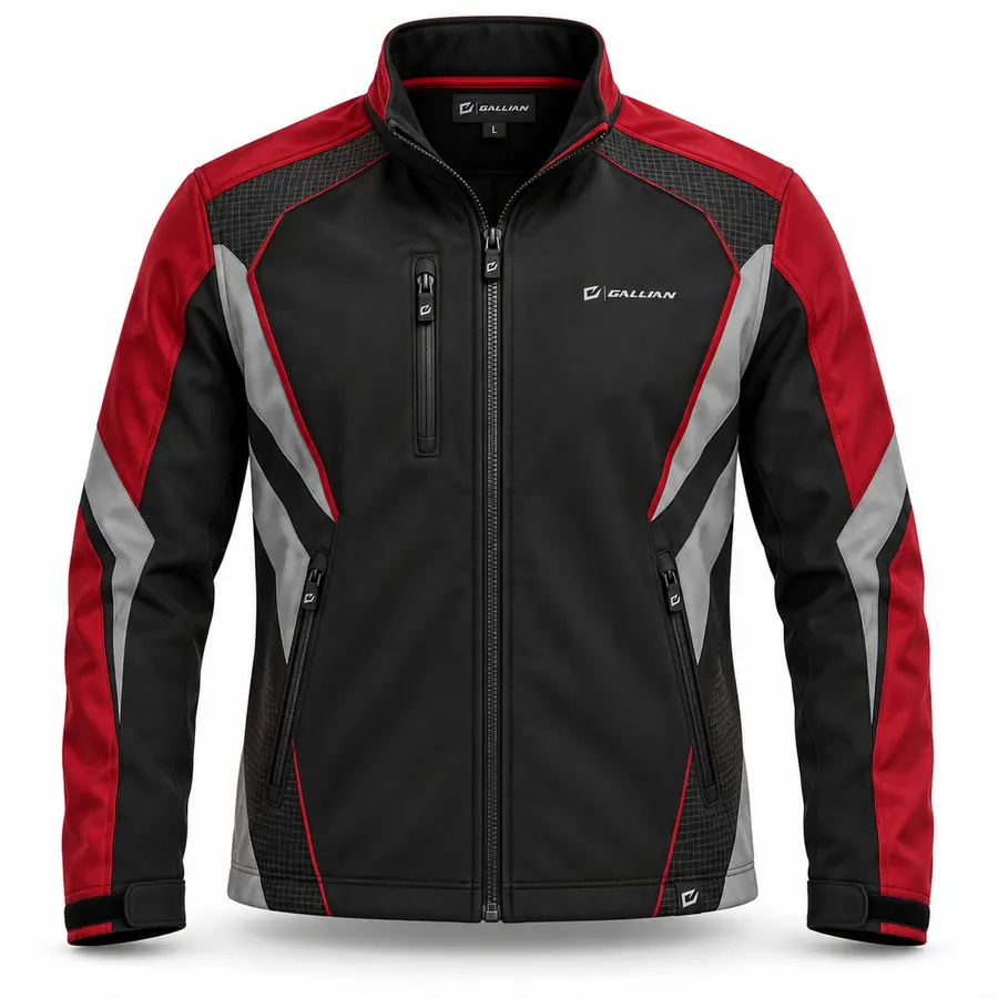 Crimson Grid Endurance Racing Softshell – Black, Red & Gray – Gallian Sports