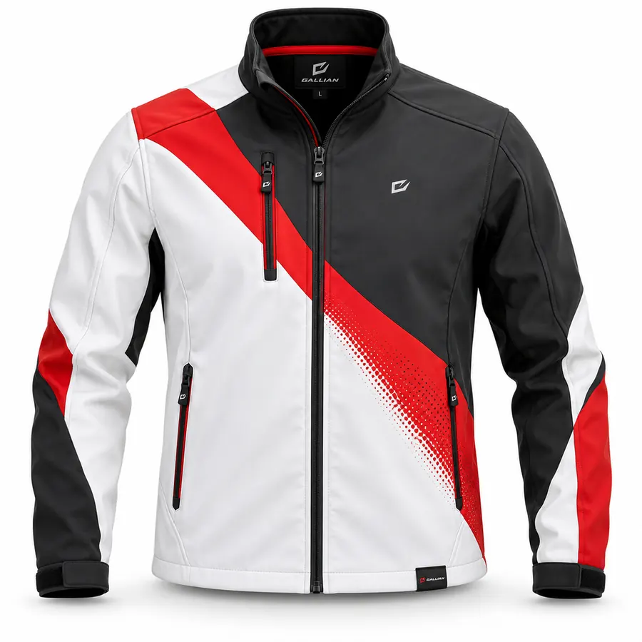 White Redline Open-Wheel Softshell – White, Black & Red – Gallian Sports