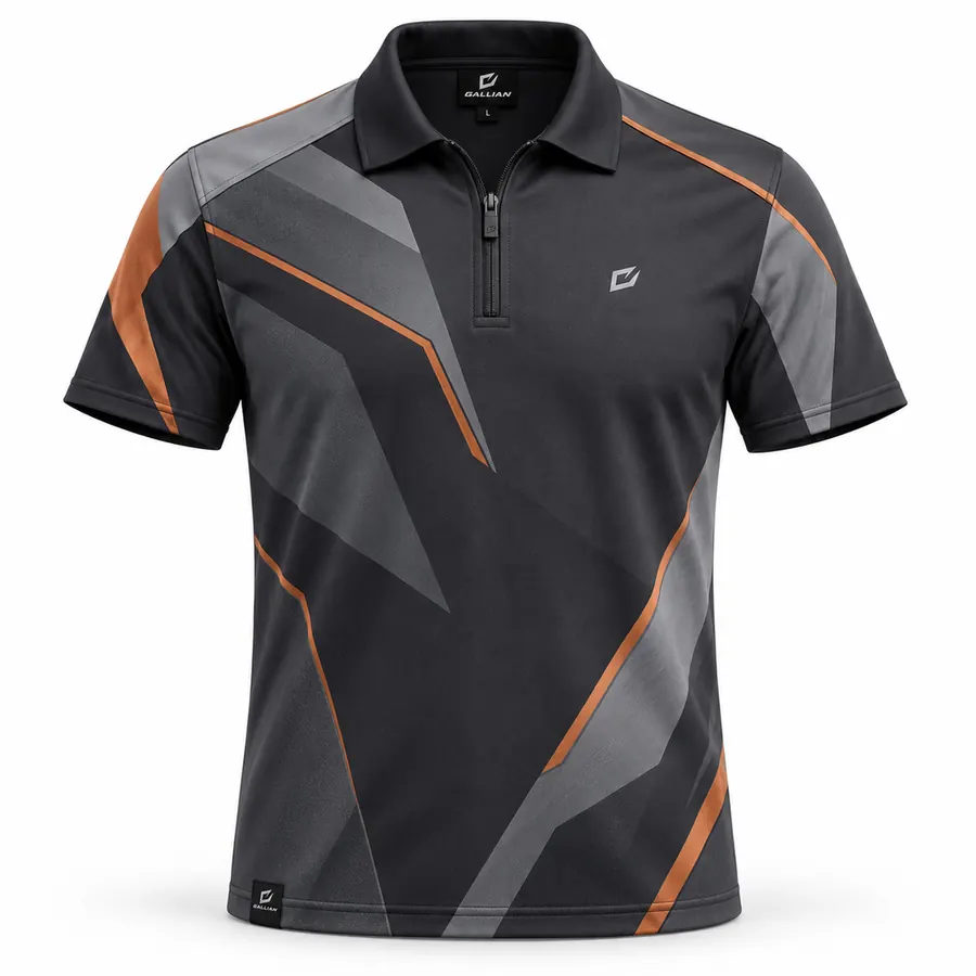Graphite Copper Moto Team Zip Polo – Graphite, Gray & Copper – Gallian Sports