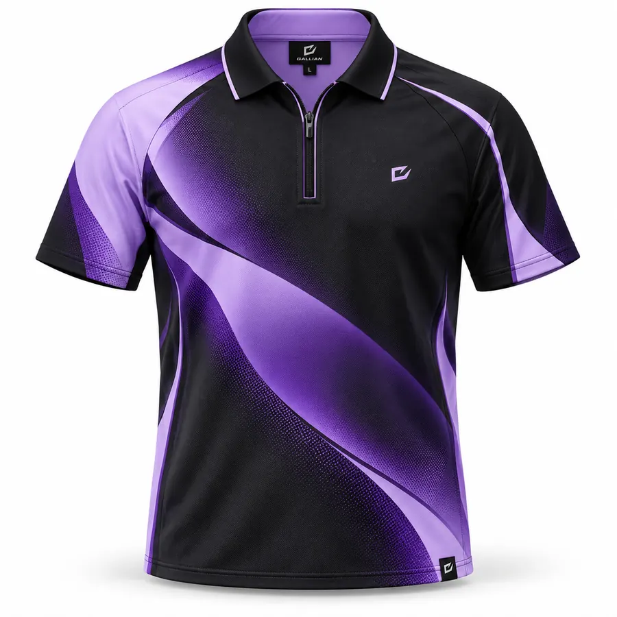 Lavender Night Sim Racing Zip Polo – Black, Violet & Lavender – Gallian Sports