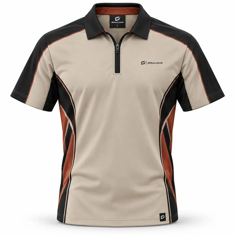 Sand Speed Off-Road Zip Polo – Sand, Black & Rust – Gallian Sports