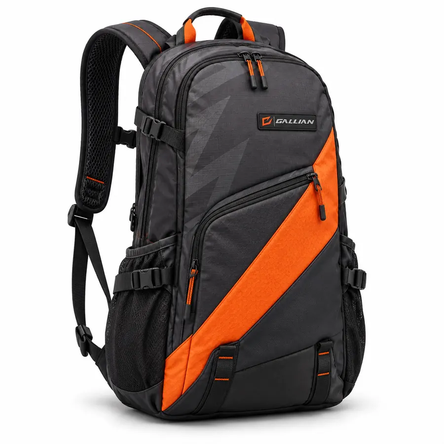 Ember Slash Sports Backpack – Charcoal & Blaze Orange – Gallian Sports