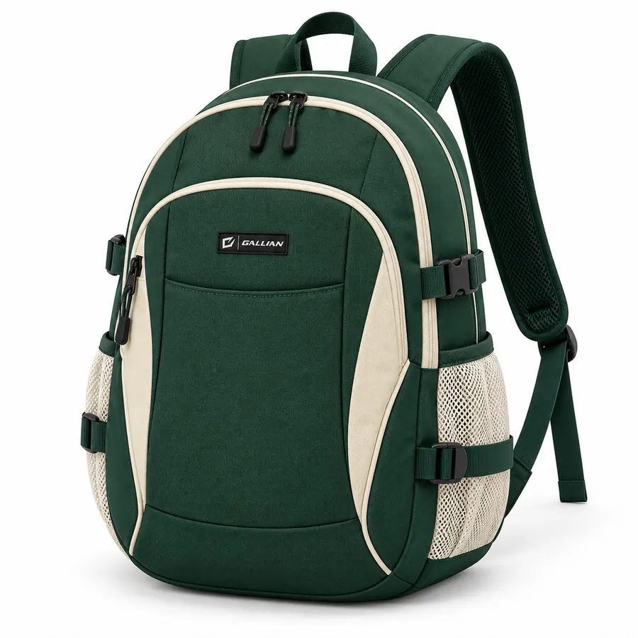 Evergreen Retro Team Daypack – Forest Green & Cream – Gallian Sports
