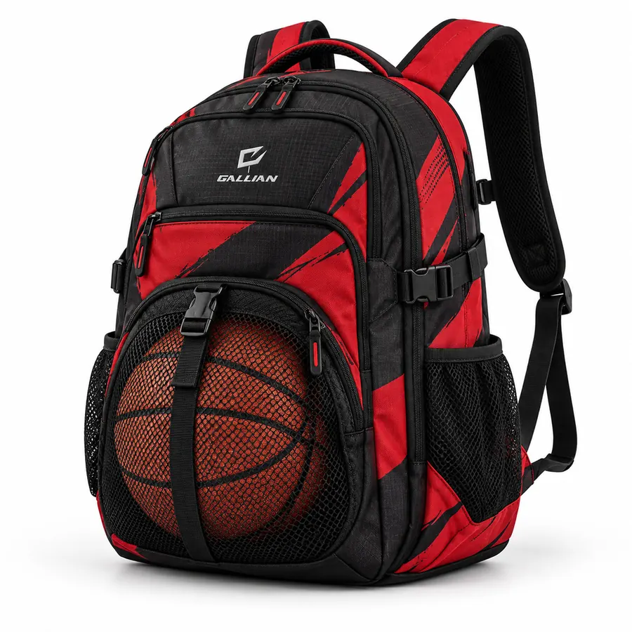 Fast Break Basketball Backpack – Black & Red – Gallian Sports